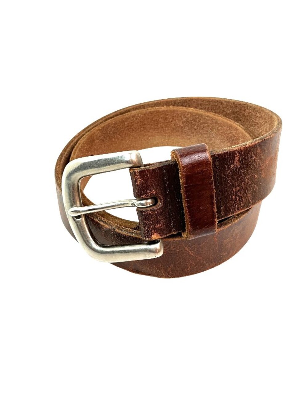 Vintage Lee Leather Work Belt Large Silver-Tone Buckle Mens 28 Brown